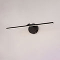 A black-finish Clérachic wall light shown unlit on a plain wall, its slim bar crossing the round canopy at an angle.