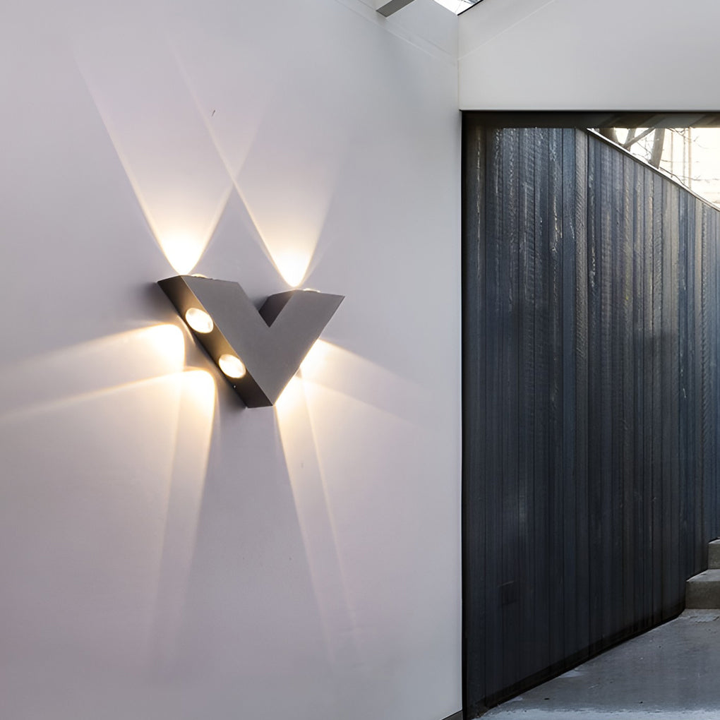 Washer-Style Aluminum Wall Light, V-Shaped Warm LED Beam, IP65 Rated