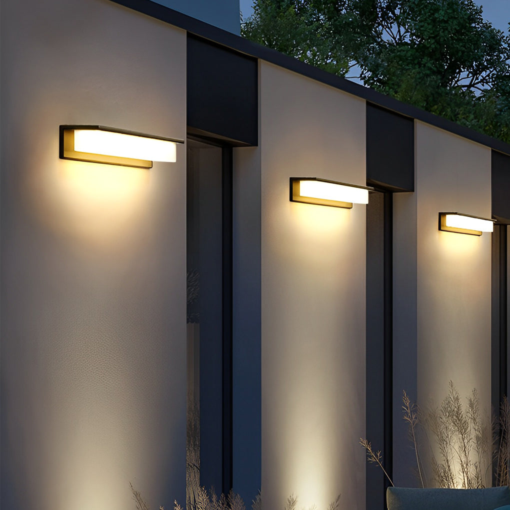 Solcelle utendørs vegglampe, aluminiumdesign med LED fra skumring til daggry