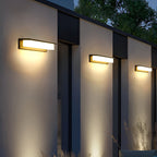 Solcelle utendørs vegglampe, aluminiumdesign med LED fra skumring til daggry