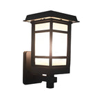Lampe murale extérieure rétro, abat-jour en verre dépoli avec lumière LED chaude