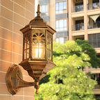 European-Style Outdoor Wall Lamp With Cast Aluminum Body And Glass Shade