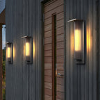 Vintage sort aluminiums LED-væglampe til udendørs brug, med solcellemulighed