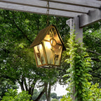 Bronze Die-Cast Aluminum Outdoor Chandelier With Glass Shade