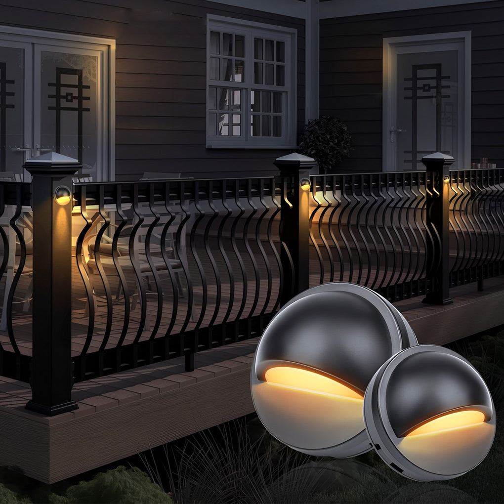 Halvmåne LED-dæk- og trappelys, sort aluminium, IP67 vandtæt