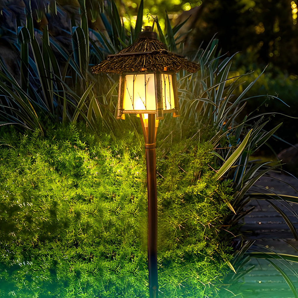 Wyne Branch-Pattern Bamboo-Style Outdoor Lantern Light
