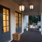 European Style Aluminum Outdoor Chandelier With Textured Glass Shade