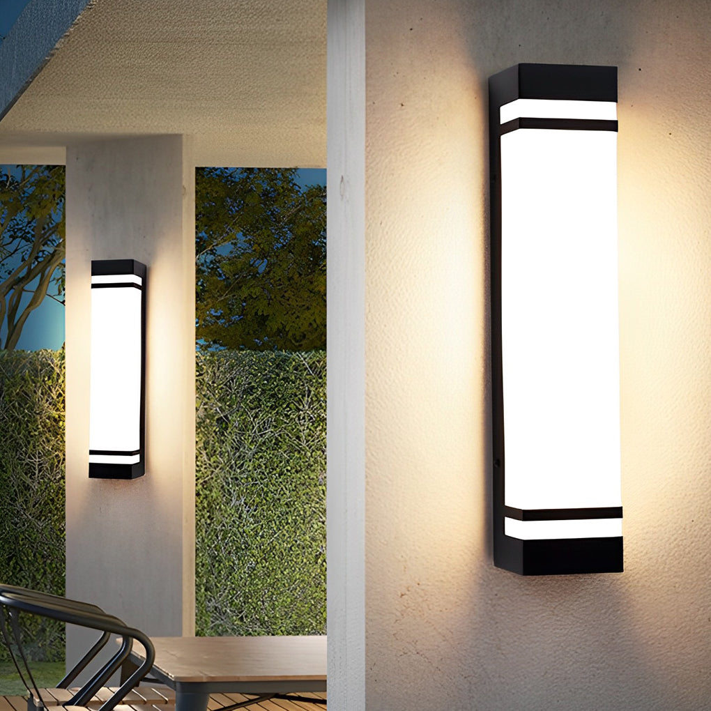 Rektangulært moderne LED udendørs væglampe, Serene stål og akryl væglampe