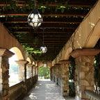 Outdoor Chandelier With Retro Ball Shades, Aluminum And Glass Build