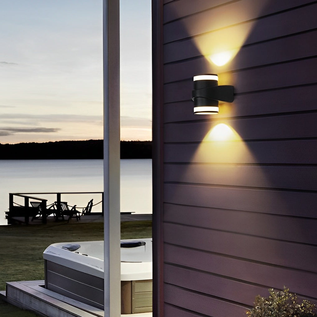 Rund udendørs vægvaske LED-lys i aluminium, sort finish