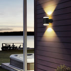 Rund udendørs vægvaske LED-lys i aluminium, sort finish