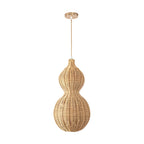 Woven Rattan Pendant Light With Gourd Silhouette, Outdoor Fixture