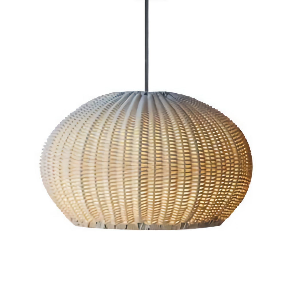 Woven Rattan Wall Lamp For Outdoor Spaces With Lantern-Style Shade