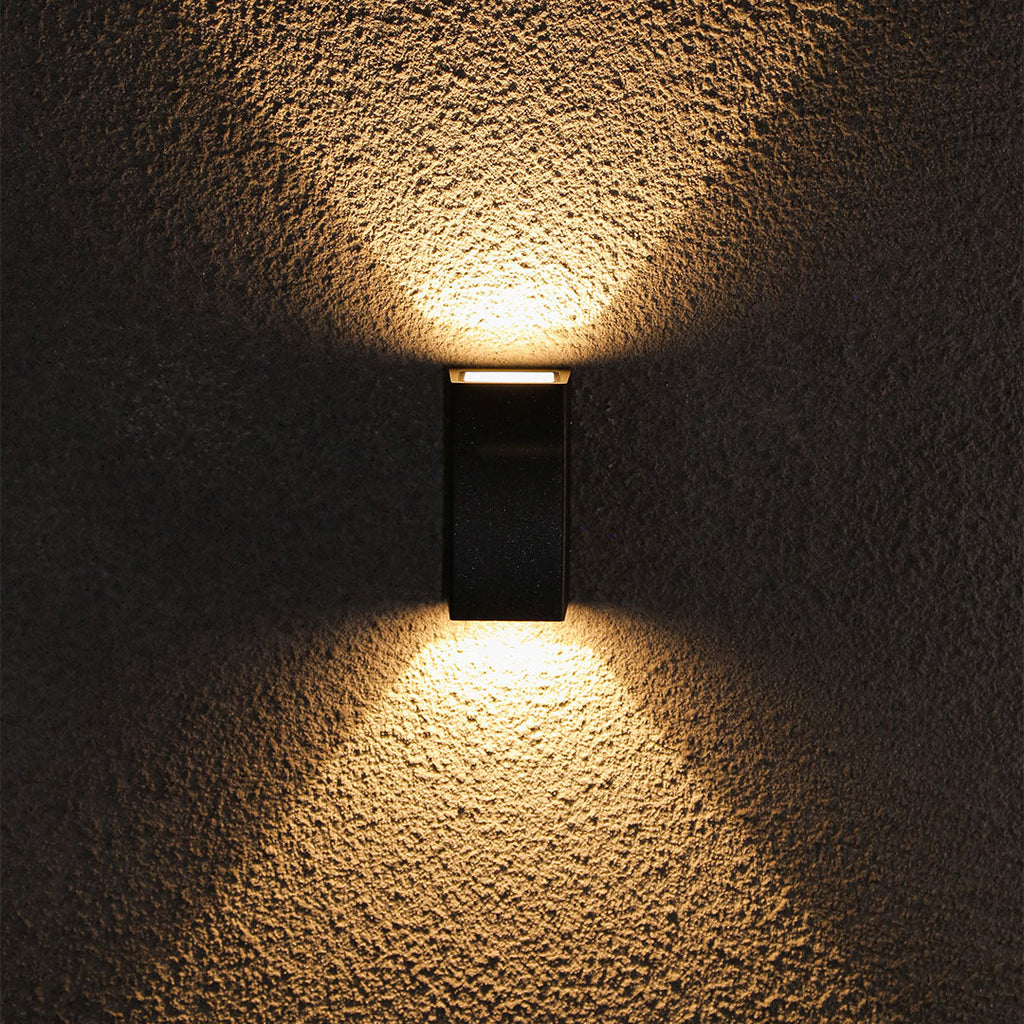 Mararet Up-Down LED Outdoor Wall Light, Black Aluminum, IP65 Rated