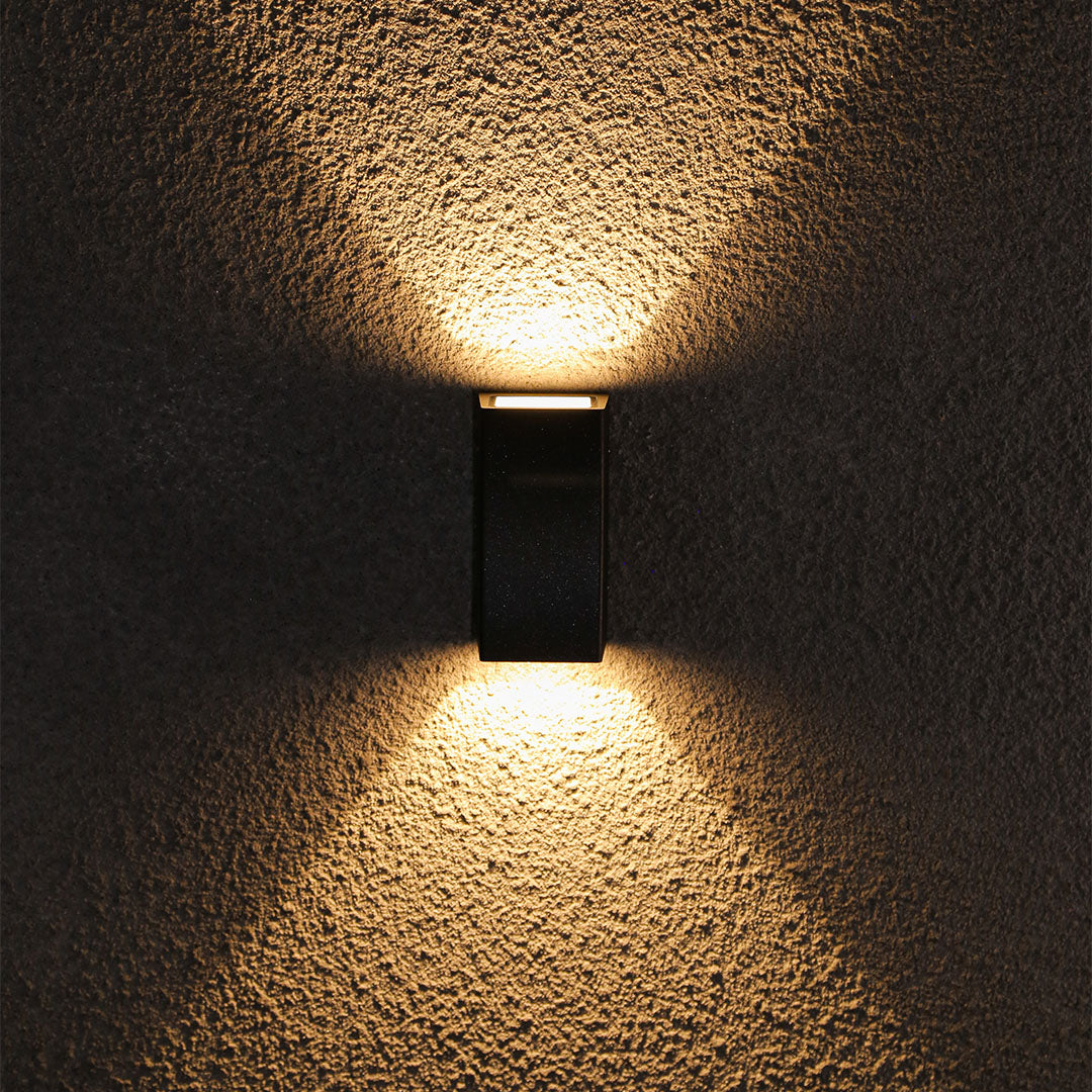 Mararet Up-Down LED Outdoor Wall Light, Black Aluminum, IP65 Rated