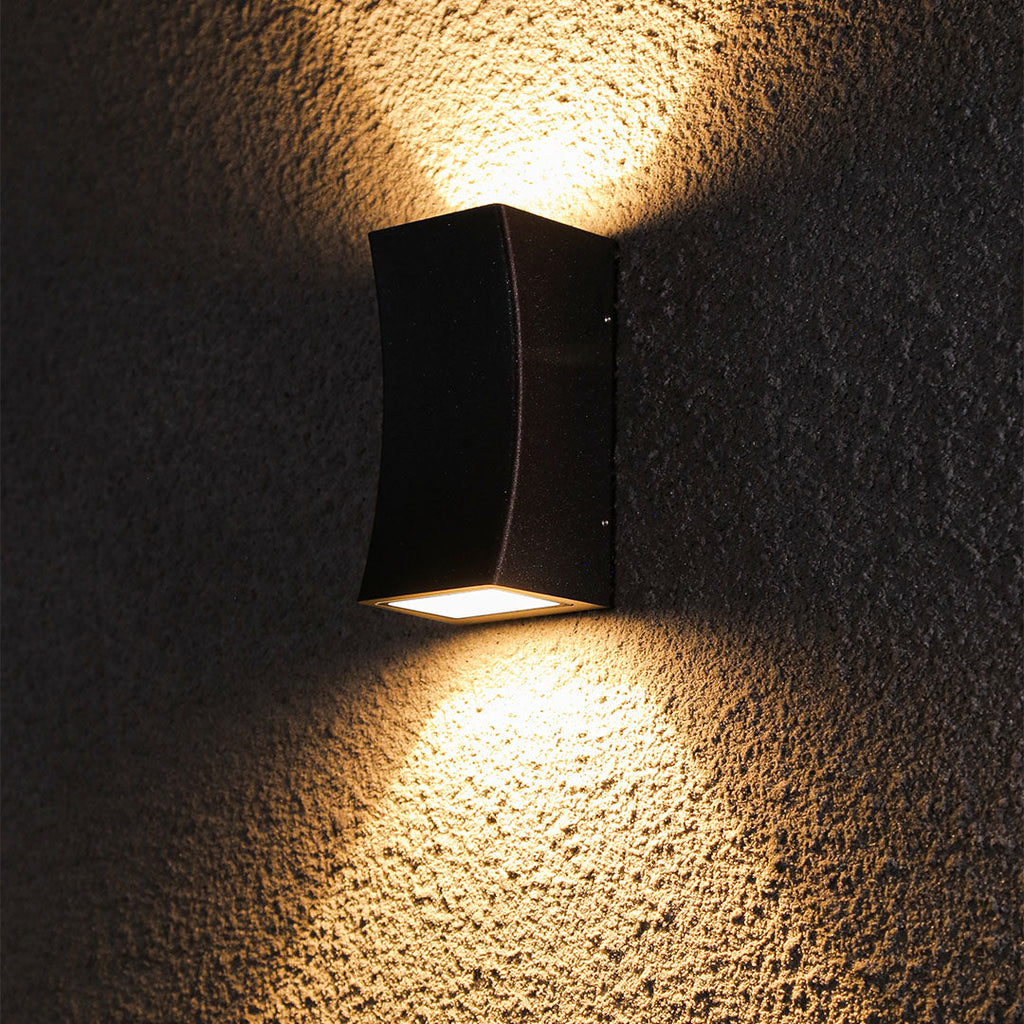 Mararet Up-Down LED Outdoor Wall Light, Black Aluminum, IP65 Rated