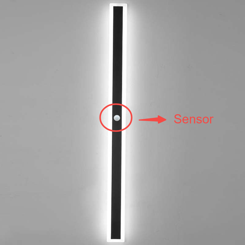 Linear Acrylic Wall Lamp for Outdoor Use, Matte Black and White