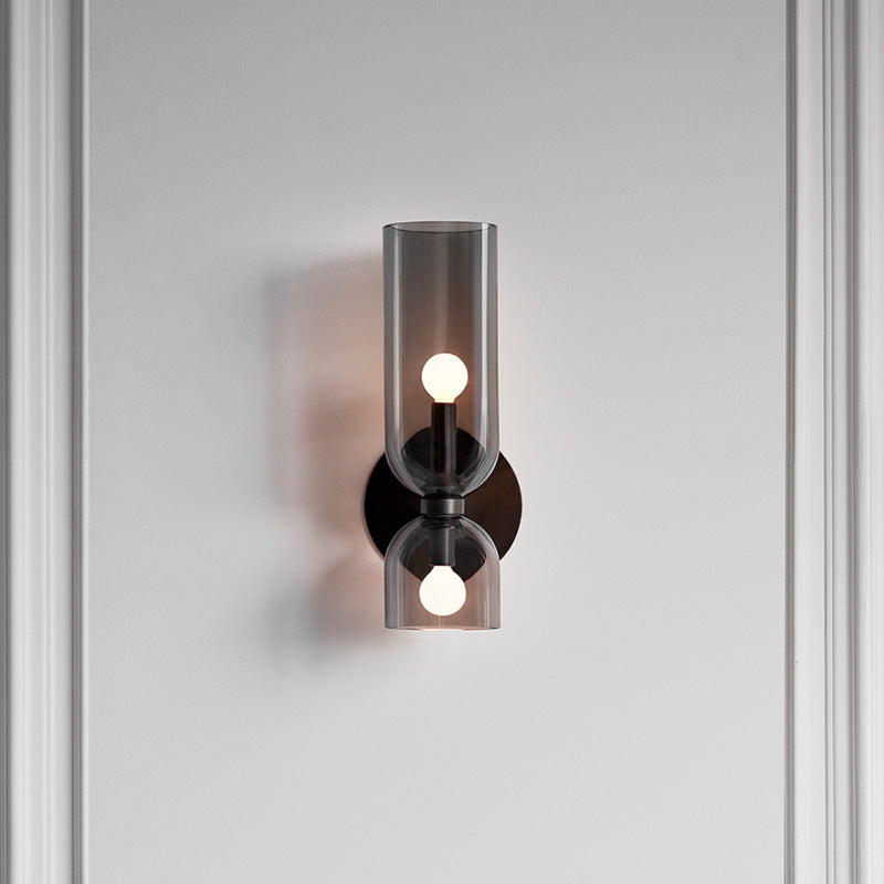 Wall Sconce Light, Valentina Cylindrical Glass Shade, Blue Gray or White