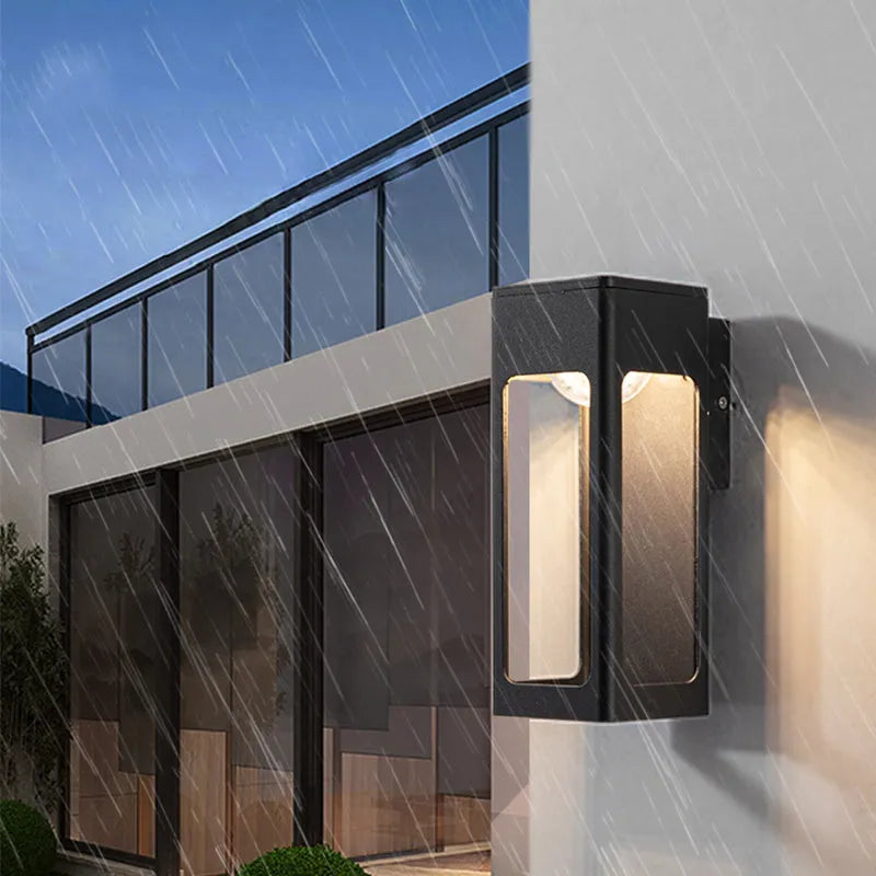 Luz de Parede Geométrica em Metal Solith Preta, IP65 à Prova de Água para Exterior