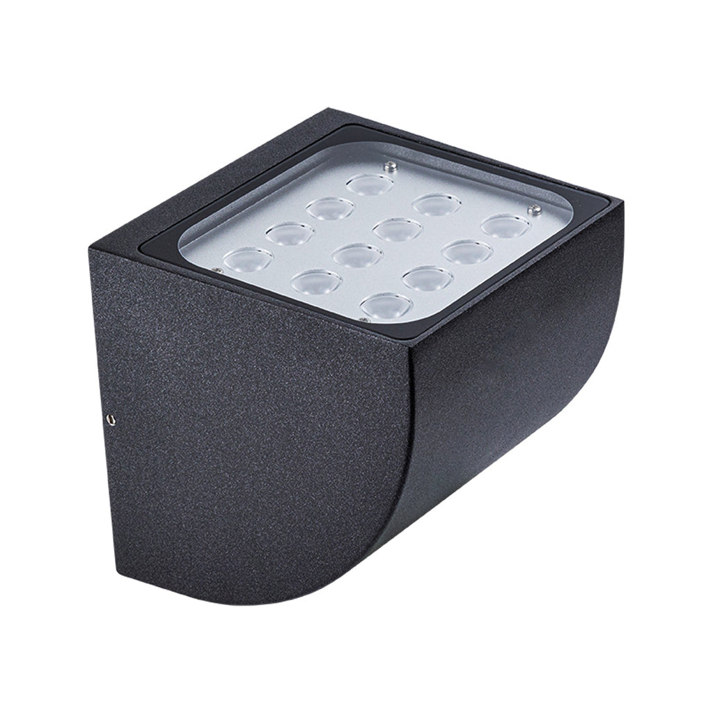 Luz de Parede Exterior em Vidro Industrial, Alumínio Preto Minimalista