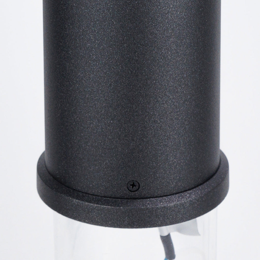 Black Aluminum Bollard Post Light, Warm LED Garden Path Lighting