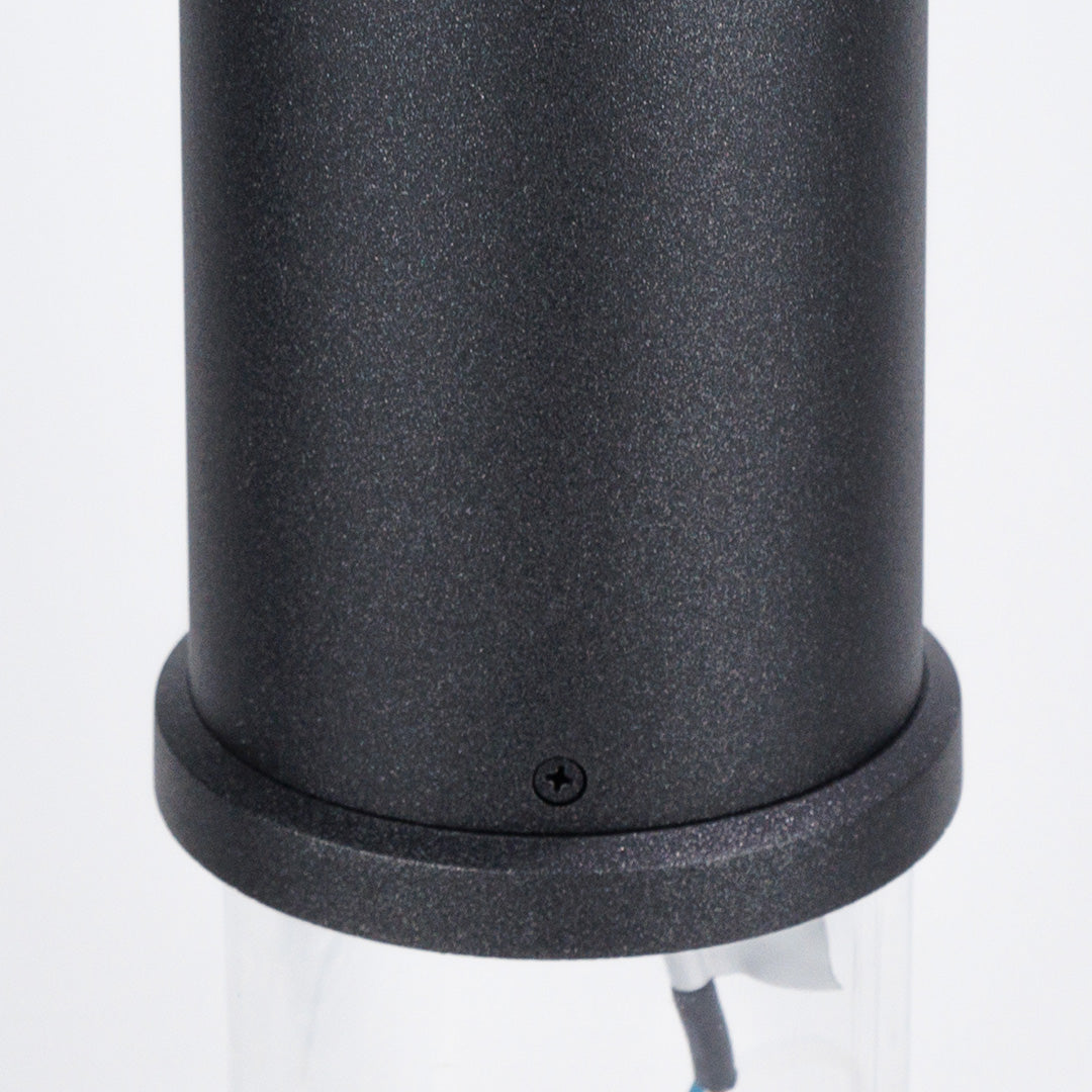 Black Aluminum Bollard Post Light, Warm LED Garden Path Lighting