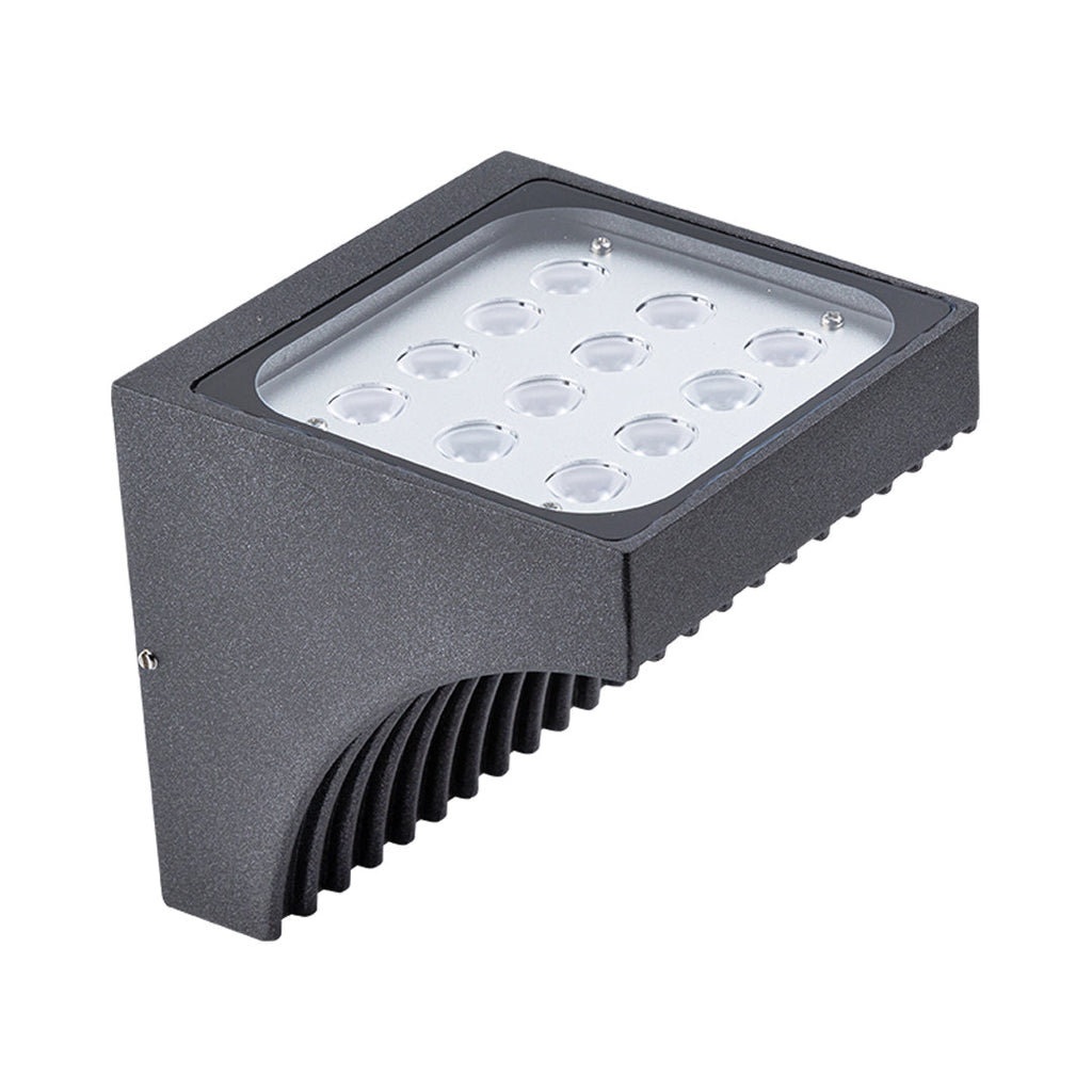 Luz de Parede Exterior em Vidro Industrial, Alumínio Preto Minimalista