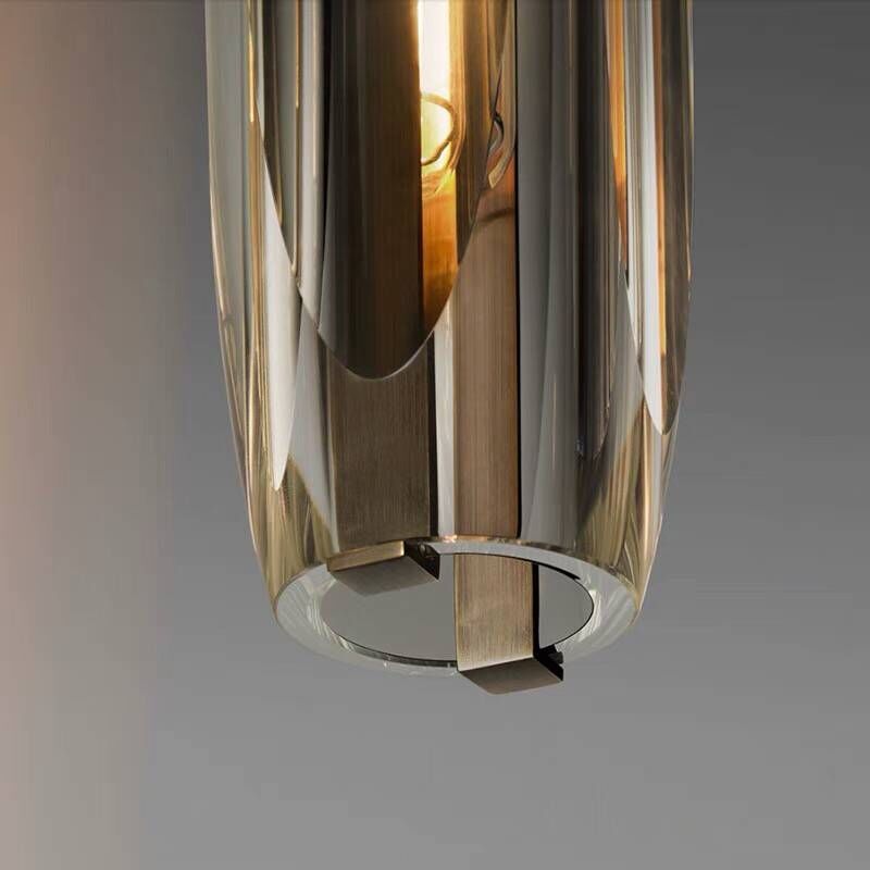 Candeeiro de Teto Pequeno com Pendente de Vidro e Estrutura em Latão, Pronto para LED