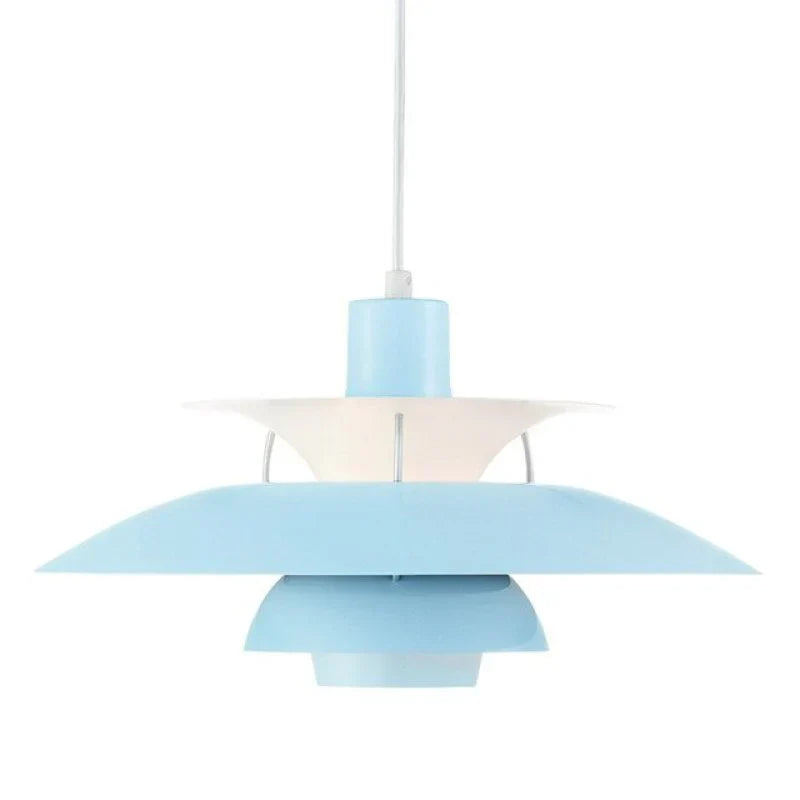 Multicolor Pendant Light With LED Glow, Tiered-Shade Retro Ceiling Lamp