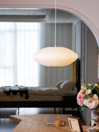 Pendant Light, Crisscross Bubble, Mulberry Silk, Steel Wireframe, E26
