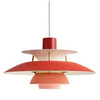 Multicolor Pendant Light With LED Glow, Tiered-Shade Retro Ceiling Lamp