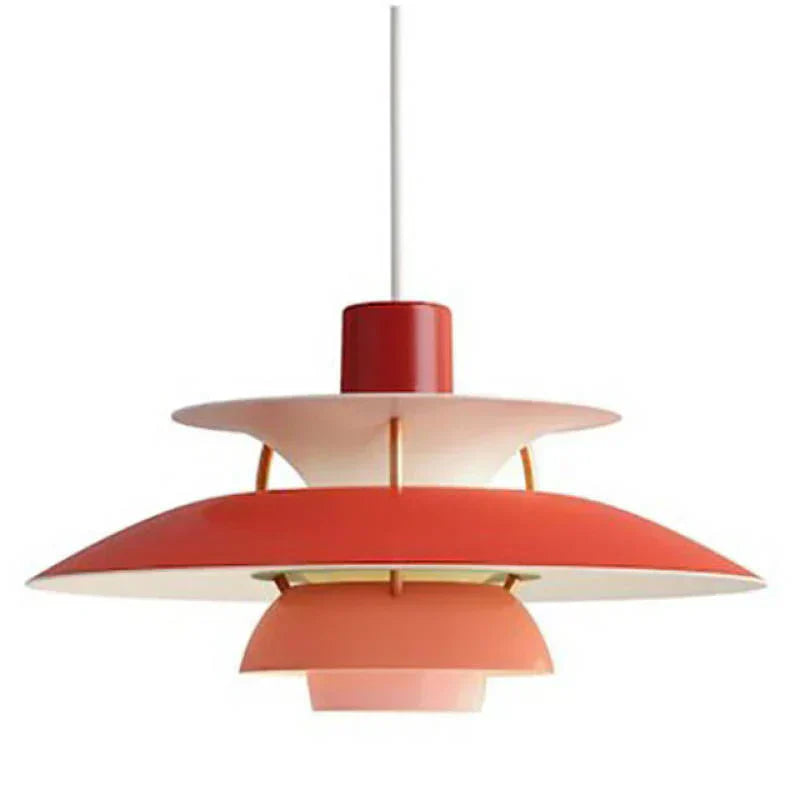 Multicolor Pendant Light With LED Glow, Tiered-Shade Retro Ceiling Lamp