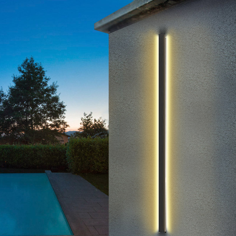 Linear LED Porch Sconce, Teres Black Iron Outdoor Wall Light