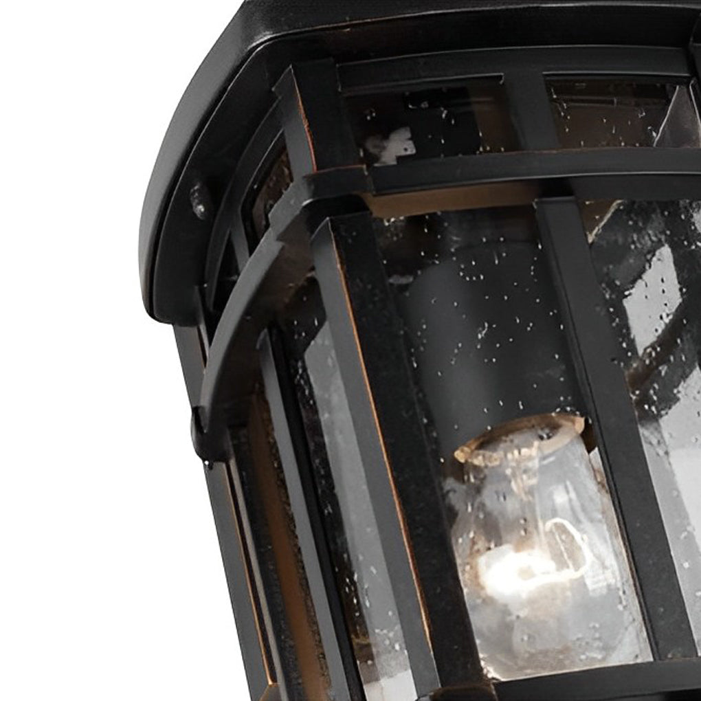 Bubble Glass Wall Light, Thea Retro Black Outdoor Aluminum Sconce
