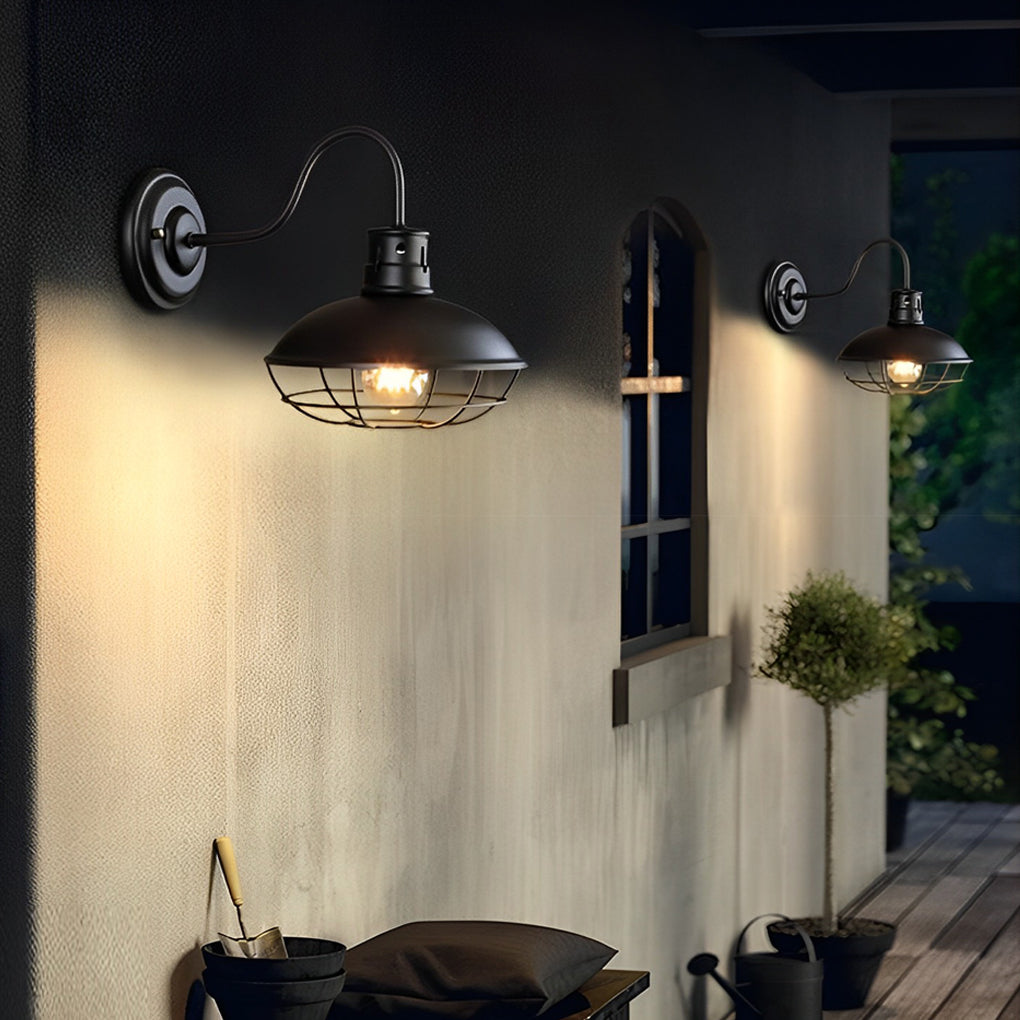 Fan-Shaped Iron Outdoor Wall Light, Industrial LED Sconce