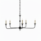 Five-head candle chandelier dimension diagram showing diameter and height
