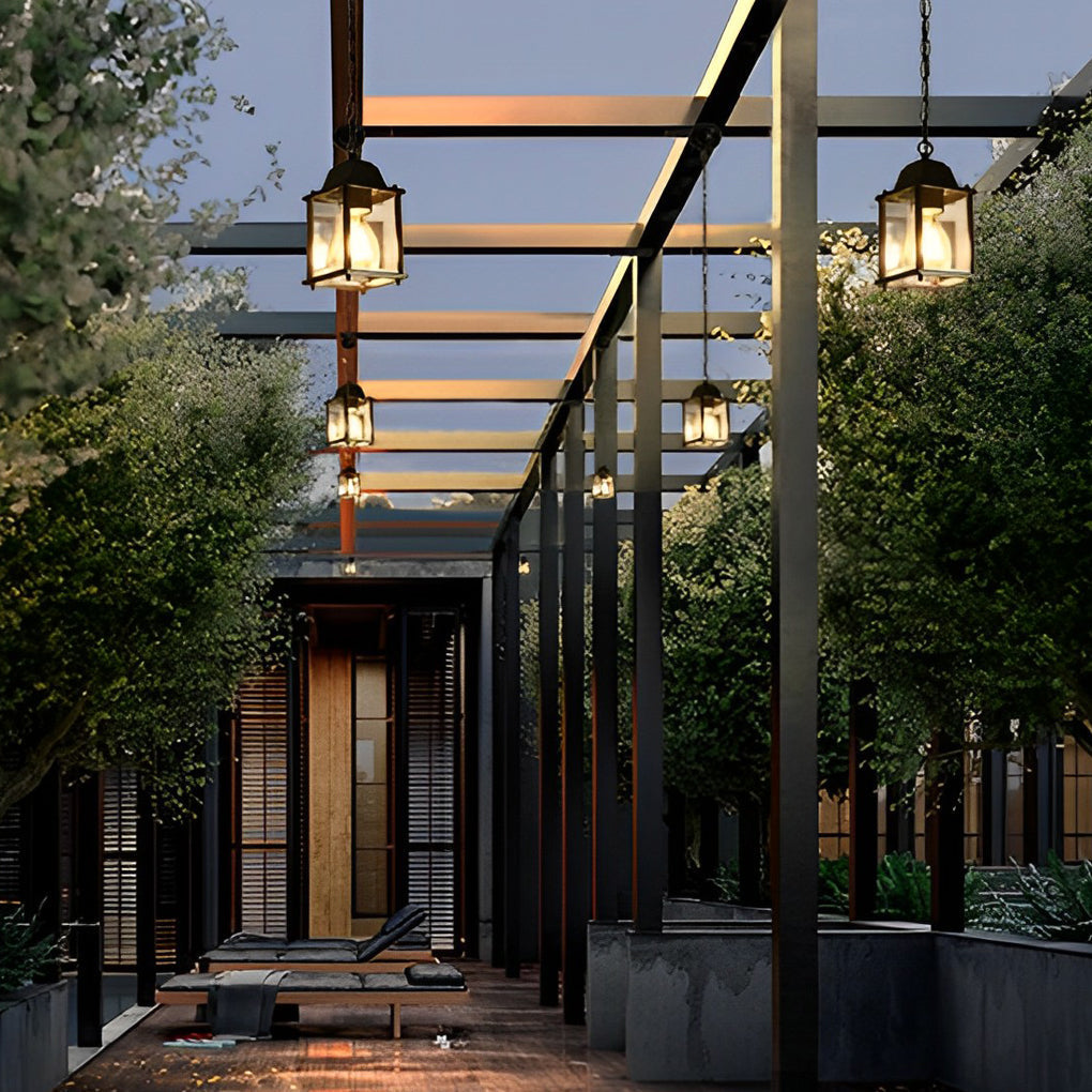 Compact Outdoor Chandelier With Die-Cast Aluminum Frame And Glass Shade