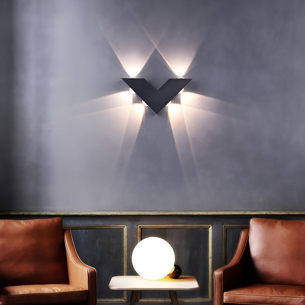 Washer-Style Aluminum Wall Light, V-Shaped Warm LED Beam, IP65 Rated