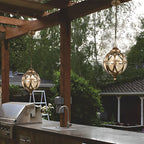 Adjustable Chain Outdoor Pendant Light With Heat-Resistant Glass Shade