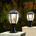 Solar Outdoor Post Light, Vintage Aluminum Fence Lighting With LED