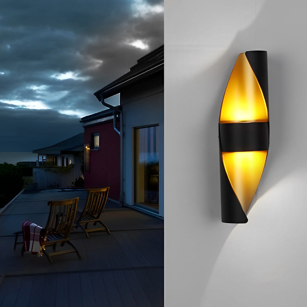 Spiralformet utendørs vegglampe i aluminium med LED-lys opp og ned