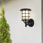 Outdoor Wall Sconce, Lancelot Round Aluminum With Solar LED