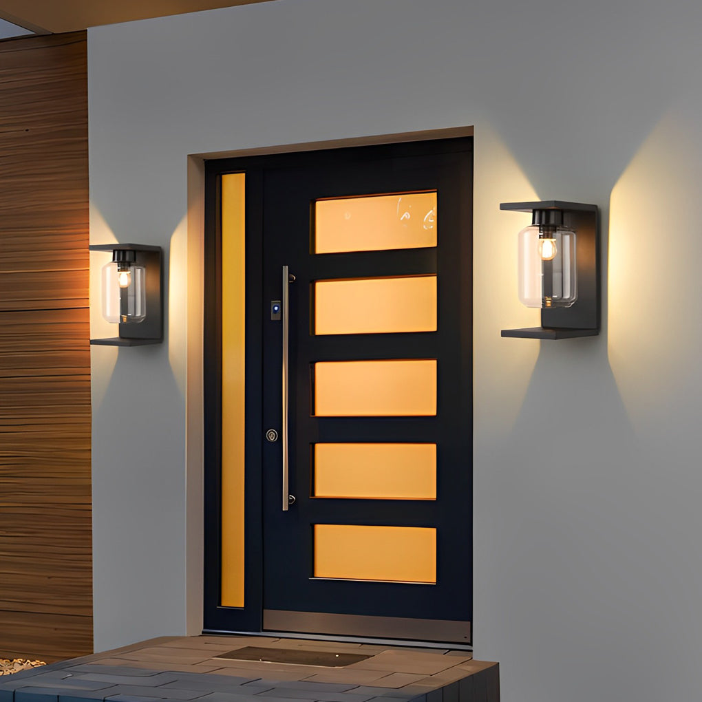 Applique murale solaire moderne pour l'extérieur, applique Serenay en acier inoxydable et verre