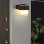 Square Solar Wall Light With Iron Frame, Minimalist LED Outdoor Sconce