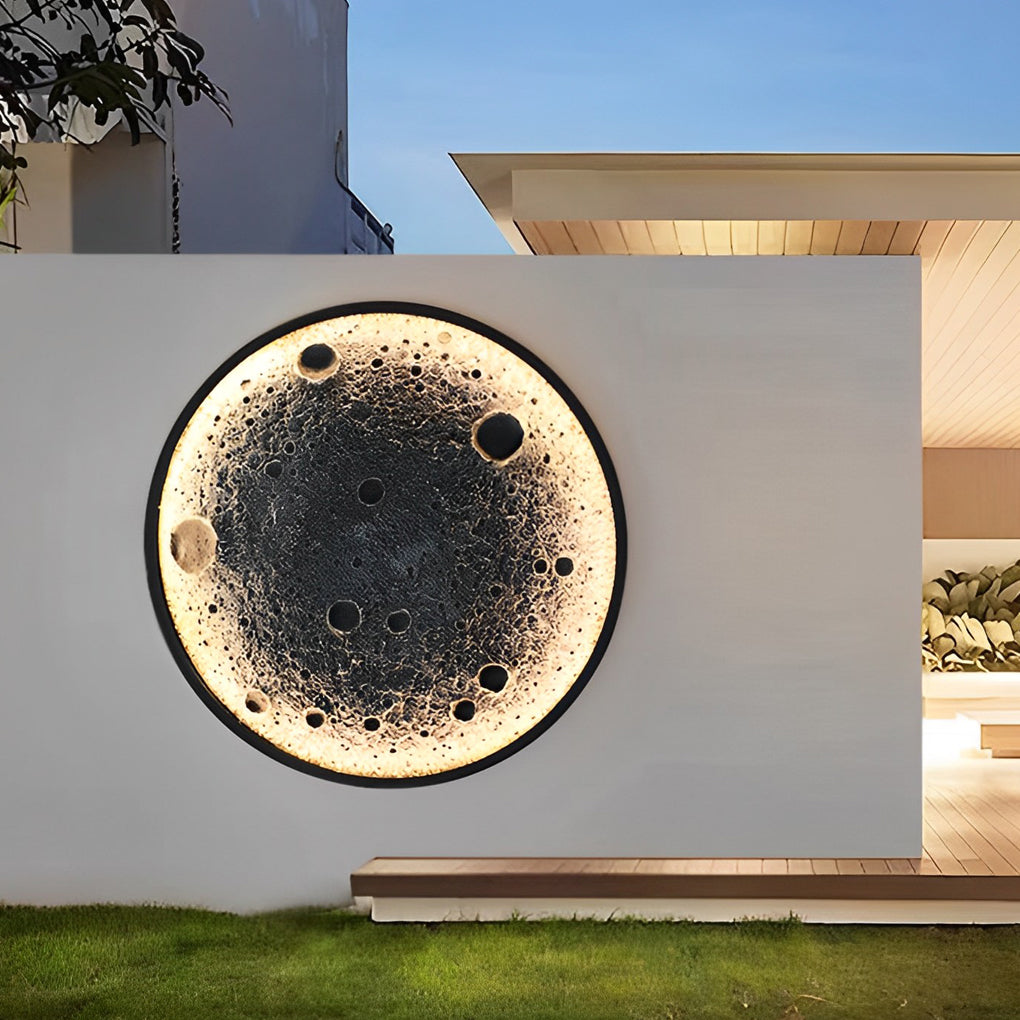Applique murale rebelle en forme de croissant de lune, finition extérieure aluminium effet béton  