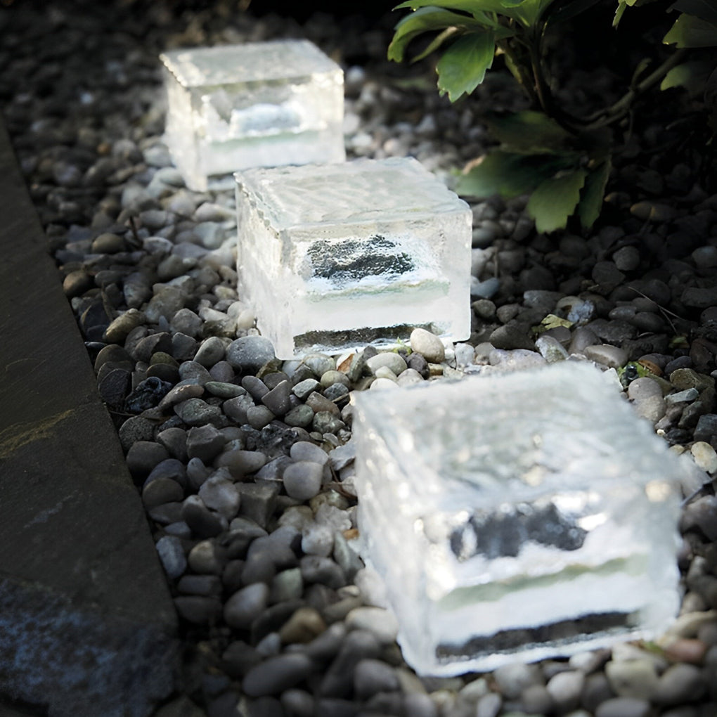 Maglene Solar Ice Cube Step Lights, Colorful Crystal-Glass Design