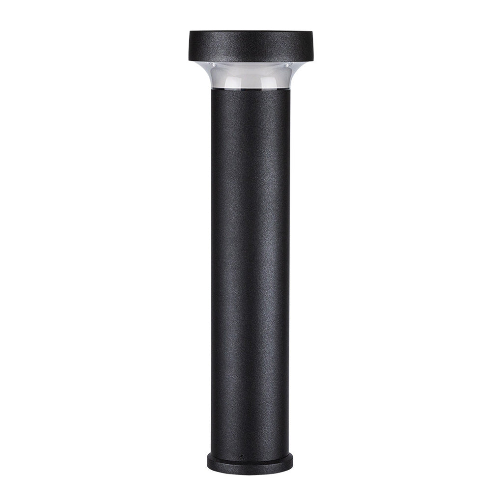 Black Aluminum Bollard Post Light, Warm LED Garden Path Lighting