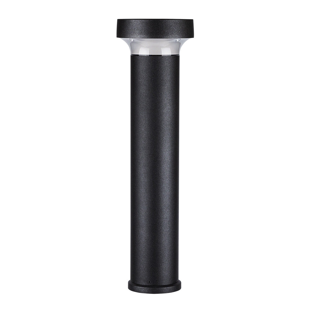 Black Aluminum Bollard Post Light, Warm LED Garden Path Lighting