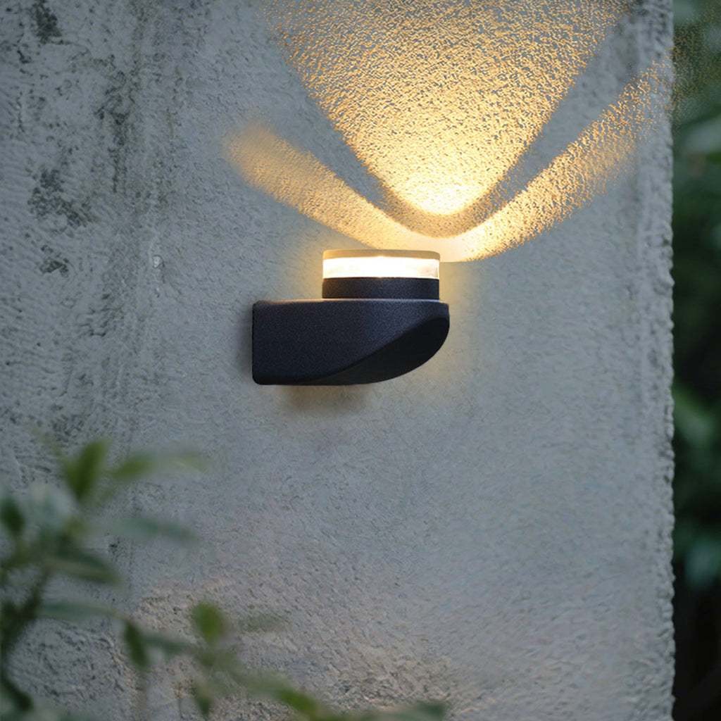 Modern Cylinder Outdoor Wall Light, Black Aluminum, Waterproof LED