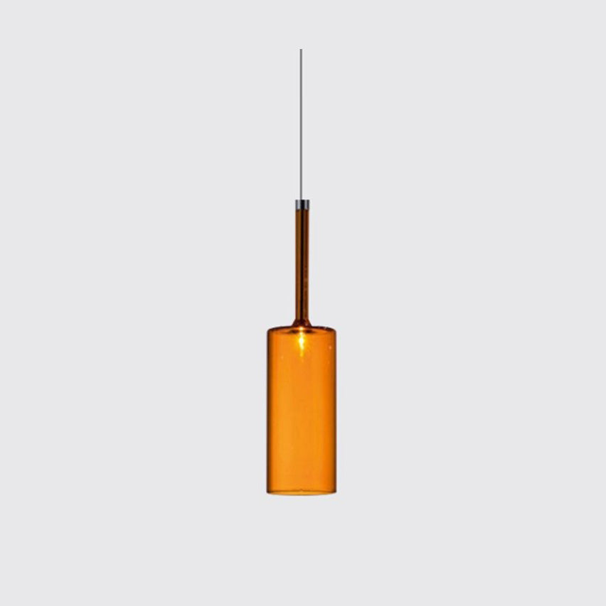 Minimalist Glass Pendant Light, Clear Red Orange or Grey, 3 Sizes, G4 Base